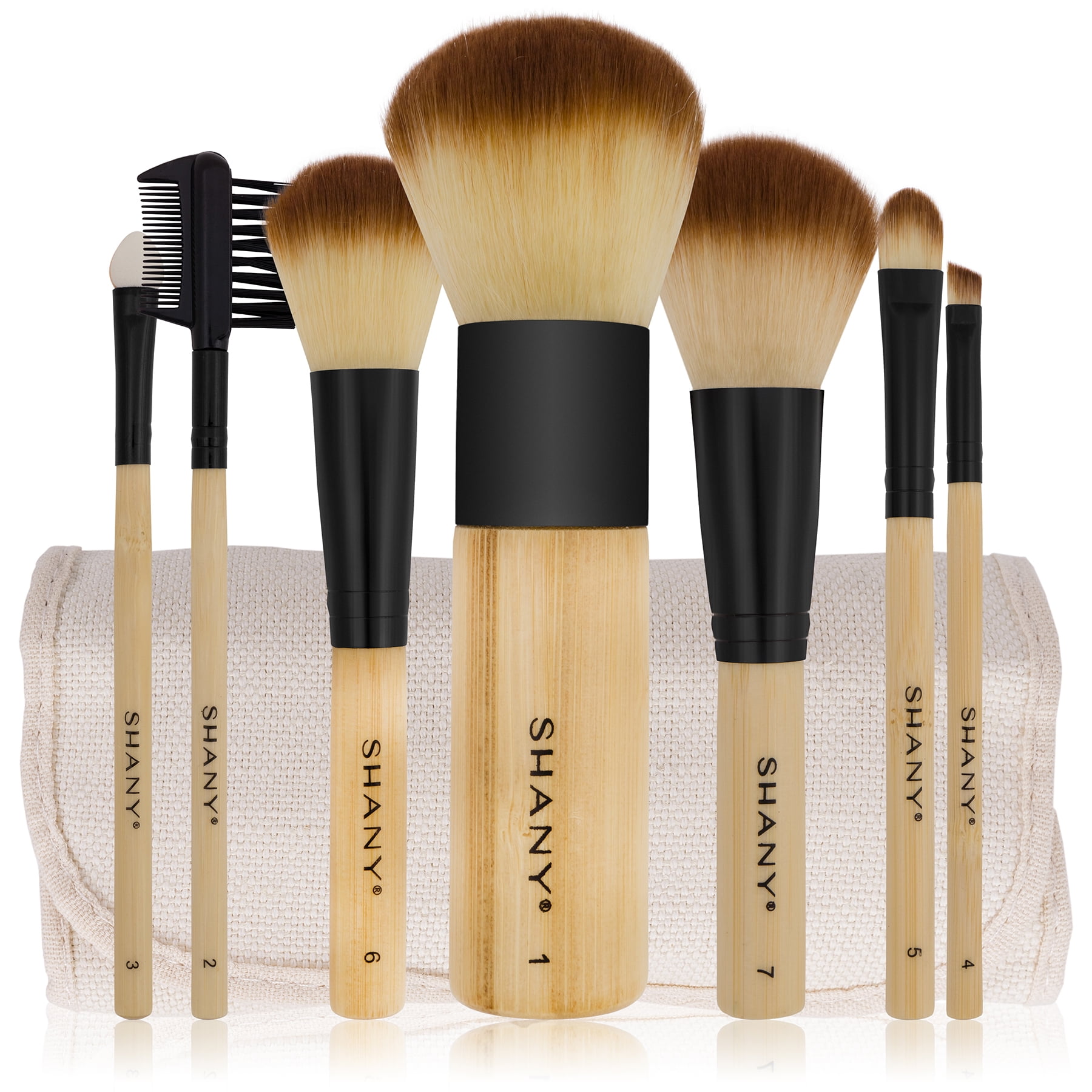 SHANY Cosmetics SHANY Bamboo Makeup Brush Set - Vegan Professional Makeup Brushes With Premium Synthetic Hair & Cotton Pouch for Easy Brush Storage - 7pc With Pouch