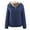 Navy Blue, variant on comerut Women Hooded Cotton Jacket Autumn Winter Warm Solid Color Quilted Long Sleeves Zipper Pocket Casual Loose Fit Ladies Female Coat Outwear