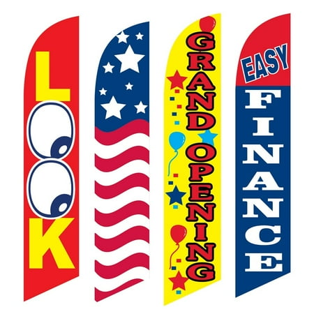 4 Advertising Swooper Flags Look America Grand Opening Easy Finance