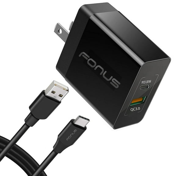 36W PD Home Charger Fast Type-C 6ft Long Cable USB-C Power Cord QC3.0 Adapter Wall AC Plug Z5K for T-Mobile REVVL 5G 4 Plus - TCL 10L, Signa, 10 Pro 5G UW - Xiaomi Redmi Note 7, Mi Mix 2 9T 9