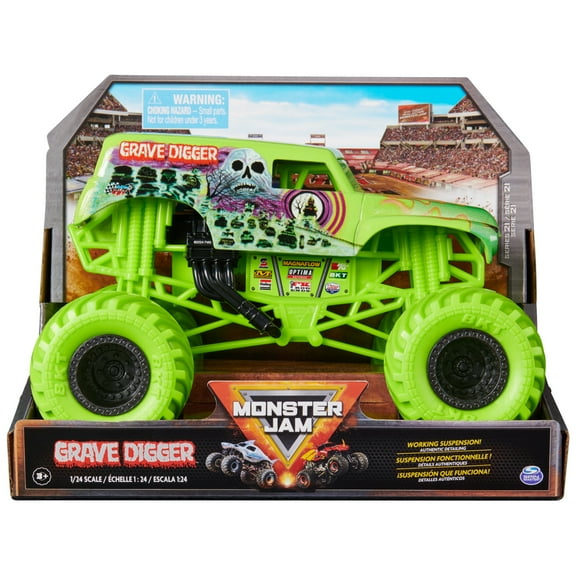 Monster Jam, Official Grave Digger Monster Truck, Collector Die-Cast Vehicle, 1:24 Scale, Kids Toys for Boys and Girls Ages 3 and up