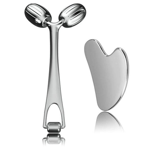 Masajeador facial Yeamon Metal Face Roller Gua Sha, herramienta de masaje