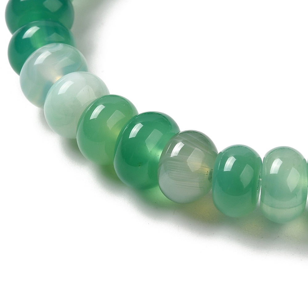 6 strand Natural Agate Beads Strands Dyed & Heated Rondelle Medium Sea Green 8~8.5x4.5~5.5mm Hole: 1.4mm 41pcs/strand 7.40~7.48''(18.8~19cm)