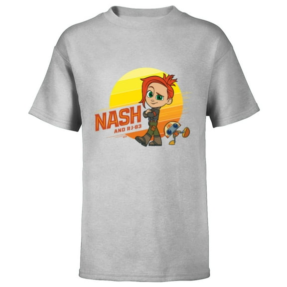 Star Wars Young Jedi Adventures Nash Durango & RJ-83 Sun - Short Sleeve T-Shirt for Kids - Customized-Athletic Heather