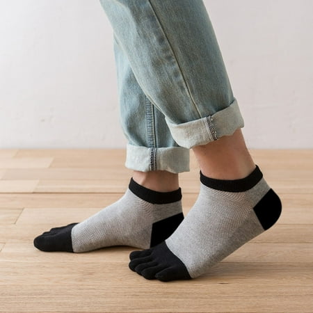 

Socks For Women And Men Jioakfa 3 Pairs Casual Solid Color Anti-Odor Bamboo Fiber Socks Breathable Five-Toe Sock Multicolor