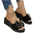 thumbnail image 3 of Eltusu Women Slide Sandals, Fashion Soft Bottom No Slip Open Toe Summer Wedge Shoes Black Size 8.5, 3 of 9