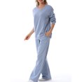 thumbnail image 4 of FOCUSNORM Women Cotton Maternity Sweatshirt Loose Solid Color Crew Neck Long Sleeve Side Zipper Pullover Tops for Fall Winter, 4 of 7
