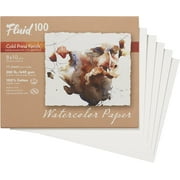 Speedball Fluid 100 Artist Watercolor Paper, 300 lb (640 GSM) 100% Cotton Cold Press for Watercolor Painting and Wet Media, 8 x 10 Pochette, 10 Sheets