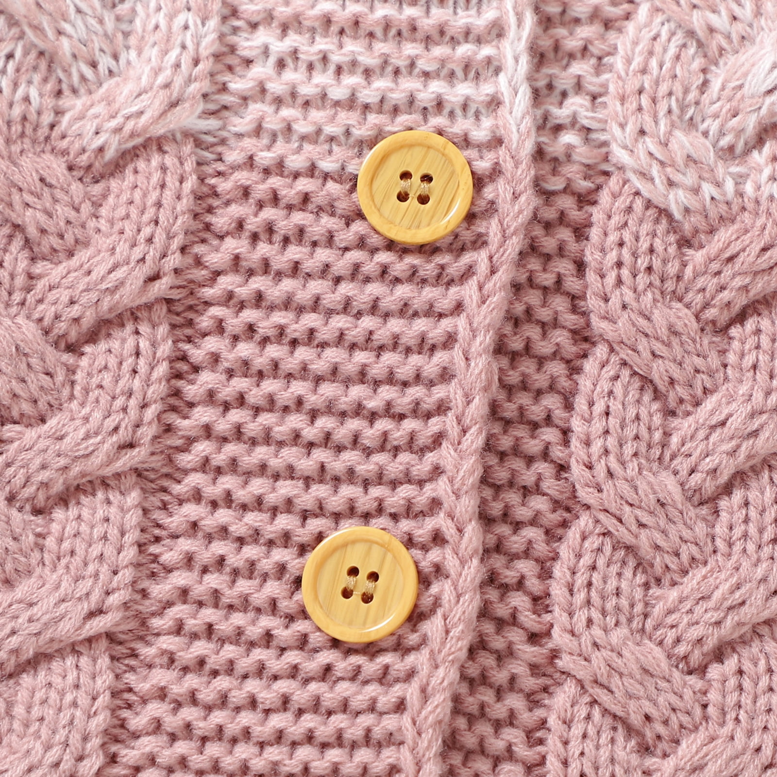 FYMNSI Newborn Baby Girl Boy Hooded Romper Infant Button Down Knitted Jumpsuit Fall Winter Clothes 0-3 Months Pink