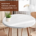 thumbnail image 4 of White Round Tablecloth, Fitted Table Cover with Elastic for 36"-44" Round Tables, Modern Minimalist Pure Soild Color Table Cloth Outdoor Indoor Dinning Party Waterproof Tablecloths, 4 of 7
