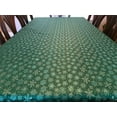 thumbnail image 2 of Heavy Brocade Shiny Christmas Tablecloth Snowflakes Green, 2 of 4