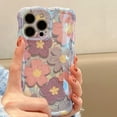thumbnail image 4 of Designed for iPhone Case,Retro Oil Painting Blu-ray Flower Floral Pattern Camera Lens Protection Shockproof Protective Cover Phone Case (Purple,iPhone 13 Pro), 4 of 5