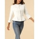 thumbnail image 5 of CHAQUETA DE JEANS PARA MUJER INSPIRADA CHIC, CON BOTONES, HEM PEPLUM, MANGAS LARGAS, CORTA, COLOR BLANCO, TAMAÑO 3XL, 5 of 7
