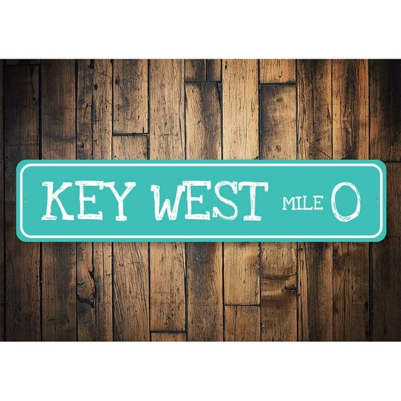 Key West Mile Marker Novelty Decor, Metal Wall Sign - 4x18 Inches