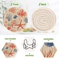 thumbnail image 4 of Yayeee 6 PCS Drink Coasters with Holder Set Woven Absorbent Round Tabletop Hot Pad, Blue Starfish, 4 of 7