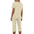 thumbnail image 4 of Weiqiqre Womens Sleepwear Pajama Sets Summer Ladies Pjs 2 Piece Loungewear Capri with Pockets, 4 of 6