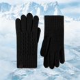 thumbnail image 2 of SUXIAN Thermal Gloves Winter Knit Pattern Touchscreen Mittens Cold Weather Cycling Everyday Use Warm Winter Gloves Women Black One Size, 2 of 3