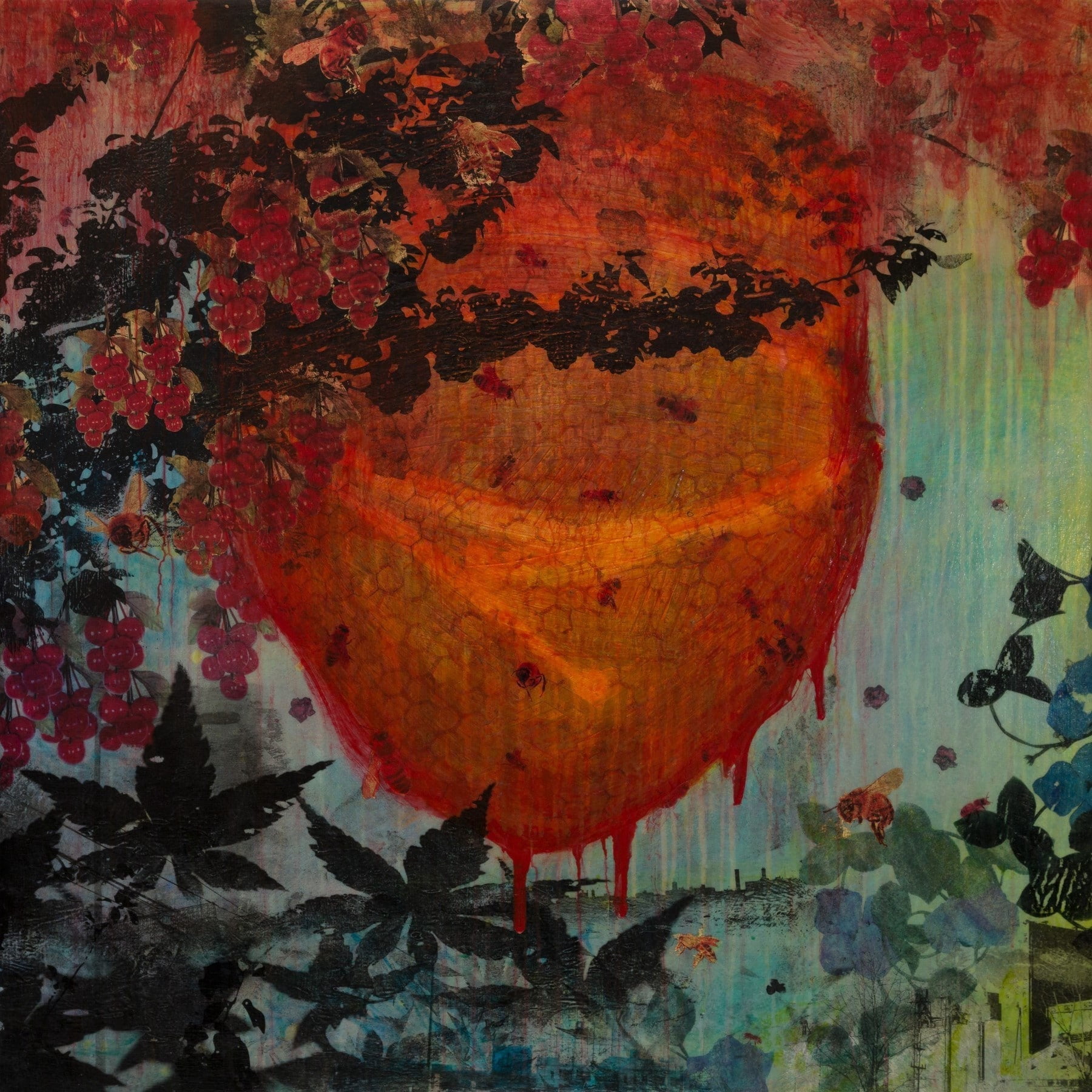 "Bee Hive in Motion" Painting Print on Wrapped Canvas