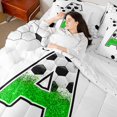 thumbnail image 4 of Castle Fairy Boys Girls Letter Monogrammed A Twin Bedding Sets 7-Piece,Sport Soccer Print Bedding Comforter Set Microfiber,Bling Green Glitter Breathable Sheet Sets,Ultra Soft Home Decor,Reversible, 4 of 8
