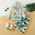 thumbnail image 2 of Ramiter 18 Month Boy Clothes Toddler Baby Boy Fall Winter Clothes Boys Graphic Outfits Long Sleeve Sweatshirt Pullover Tops + Joggers Pants Outfit Set(Green,2-3 Years), 2 of 9