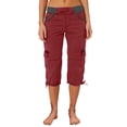 thumbnail image 2 of Aligament Linen Pants Women Trendy Low Waisted Elastic Capris Cargo Pants Casual Multi Pocket Solid Drawstring Athletic Bottoms Red XXL, 2 of 6