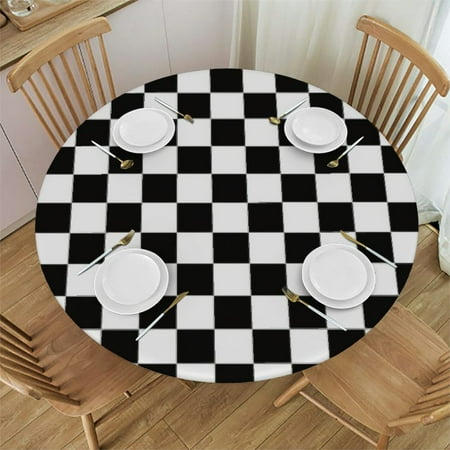 

HAOXIT Resistant for Dining Party round table round fitted tablecloth with elastic