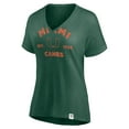 thumbnail image 2 of Women's Fanatics Green Miami Hurricanes True Classics Slub Flowy V-Neck T-Shirt, 2 of 3