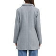 thumbnail image 3 of INSPIRE CHIC Women's Winter Overcoat Mid-Length Notch Lapel Single-Breasted Peacoat L Light Gray, 3 of 6