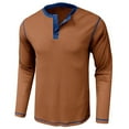 thumbnail image 3 of IROINNID Henley Shirts for Men Comfy Top Shirt Slim Long Sleeve Bottoming Shirt T-shirt Top Blouse,Khaki, 3 of 5