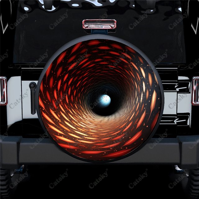 Wormhole Tunnel Science Fiction Pattern Polyester Universal Spare Wheel Tire Cover Wheel Covers for Trailer RV SUV Truck Camper