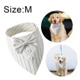 thumbnail image 2 of Dog Wedding Bandana Dog Collar with Bow Tie Birthday Costume Adjustable Pet Party Tux，White stripes, 2 of 5