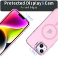 thumbnail image 5 of Dteck Camera Metal Ring Stand Case for iPhone 14 / iPhone 13,Shockproof TPU Magnetic Mag-Safe Case Matte PC Slim Back Cover,Pink, 5 of 6