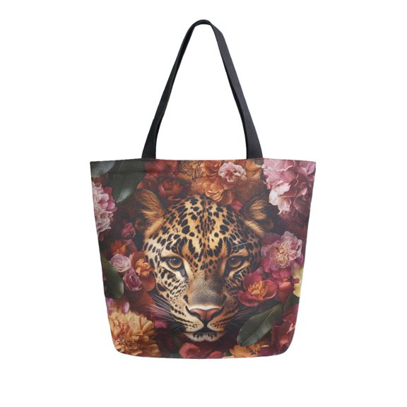 DIXRUYEE Tote Bag Women Weekender Travel Bag Shoulder Handbag Leopard in Bloom Printed