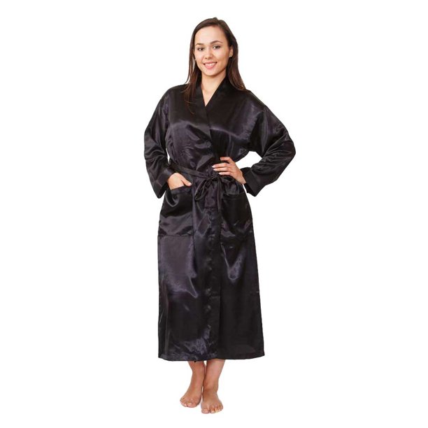 Up2date Fashion's Women's SolidBlack Long Robe