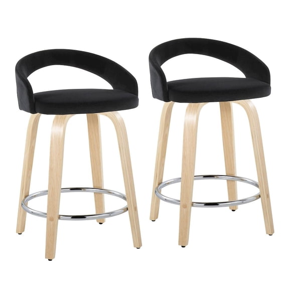 LumiSource Grotto Upholstered 24" Fixed-Height Counter Stool - Set of 2