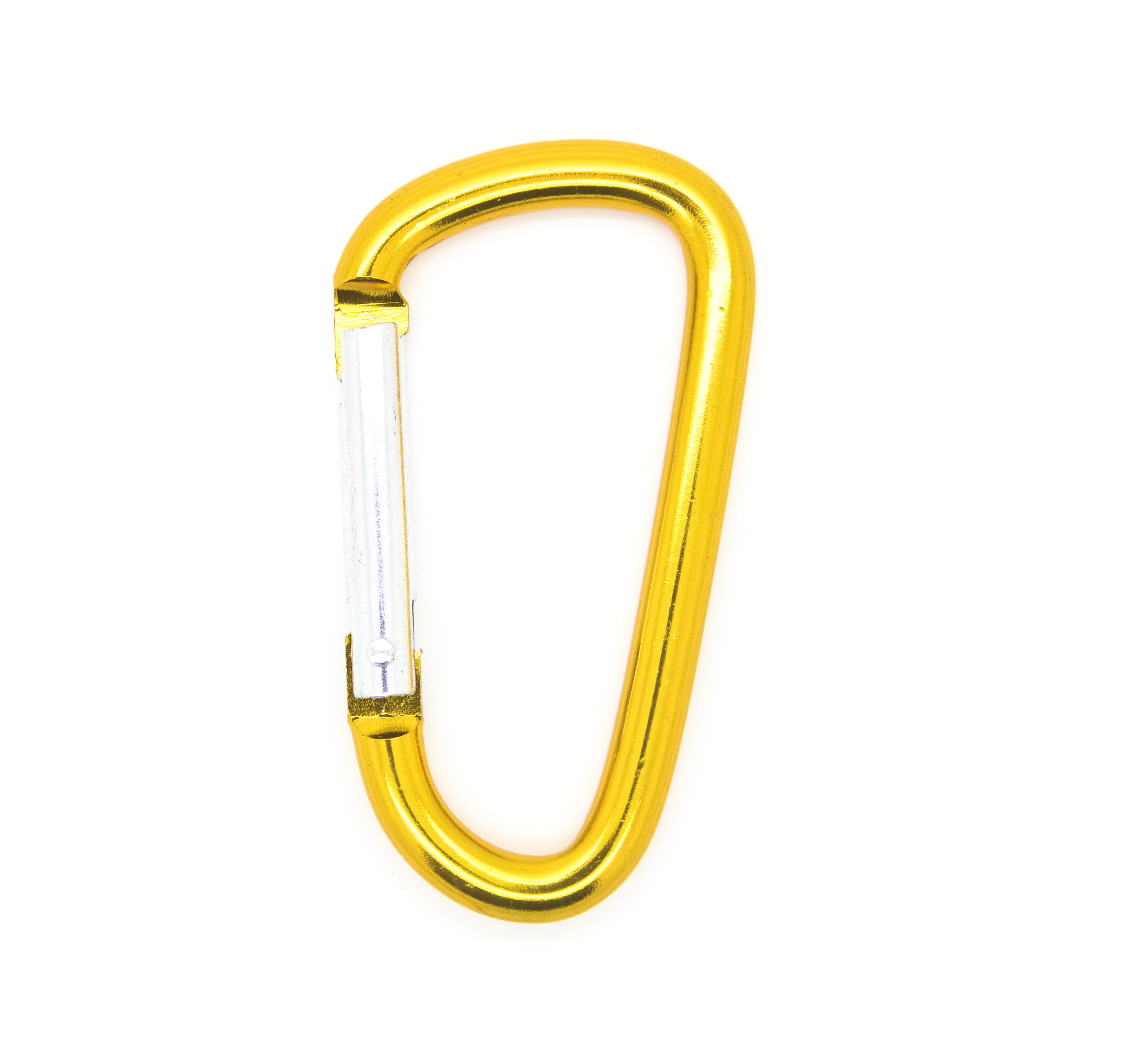 Pack 50 pcs - 3 inch Gold Aluminum Carabiner D Shape Buckle Pack, Keychain Clip, Spring Snap Key Chain Clip Hook Buckle