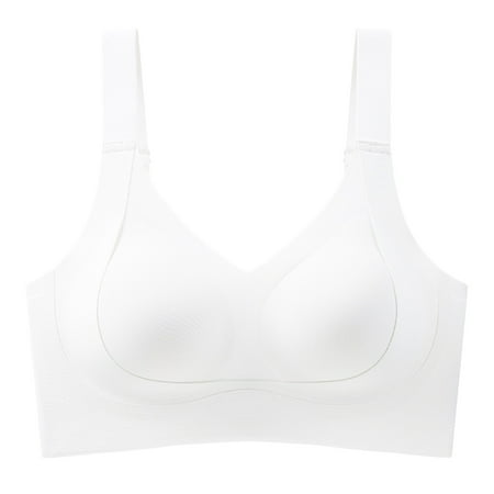 kamemir No Underwire Bras for Women Womens Adjustable Spaghetti Thin Strap Sports Bra - Padded Wireless Square Neck Workout Yoga Bra(White XL)