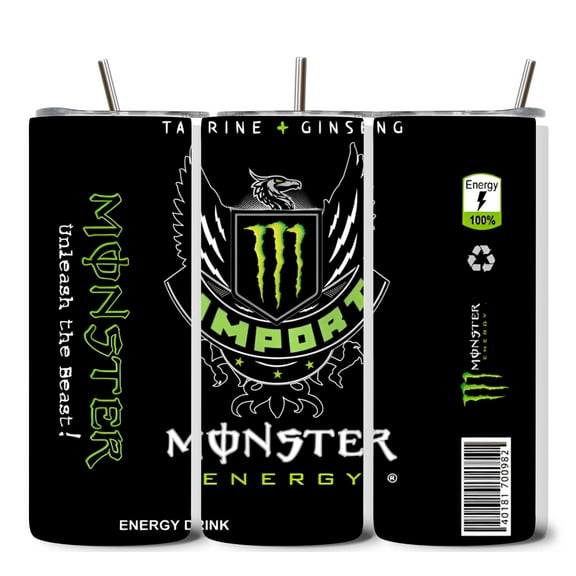 Alpha Printing 20oz Stainless Steel Tumbler – Energy Drink Look-Alike Full-Wrap Can Artwork, Bold Neon Beverage Design, Insulated Travel Mug