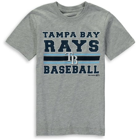 MLB Tampa Bay RAYS TEE Short Sleeve Boys OPP 90% Cotton 10% Polyester Gray Team Tee (Best Bday Gift For Boys)