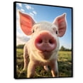 thumbnail image 2 of Designart "Curious Snout Pig Pink Pig" Animals Floater Framed Wall Decor, 2 of 7