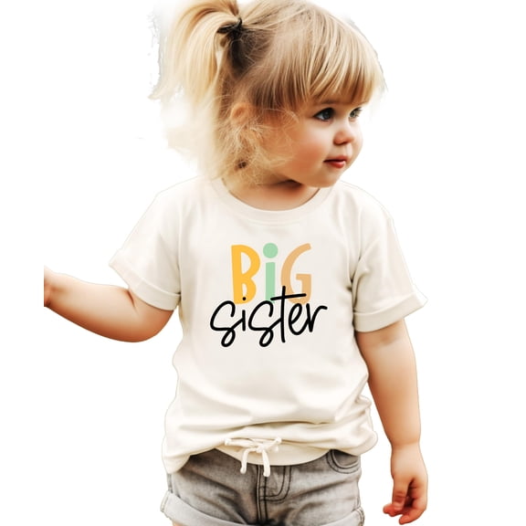 Big Sister Shirt for Girls Trendy Matching Sibling T-Shirt for Kids and Toddlers Natural Shirt 2T