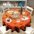 thumbnail image 7 of Halloween Tablecloth Round 60 Inch Pumpkin Ghost Spider Web Bat Castle Witch Orange Table Cloths Circular Table Cover Washable Wipeable Polyester Tabletop for Dining Kitchen Party Holiday Decor, 7 of 7
