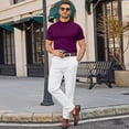 thumbnail image 4 of FGVCTG Mock Neck T-Shirts for Men Casual Short Sleeve Lightweight oft Basic Solid Pullover Undershirt Deep Red 2XL, 4 of 6