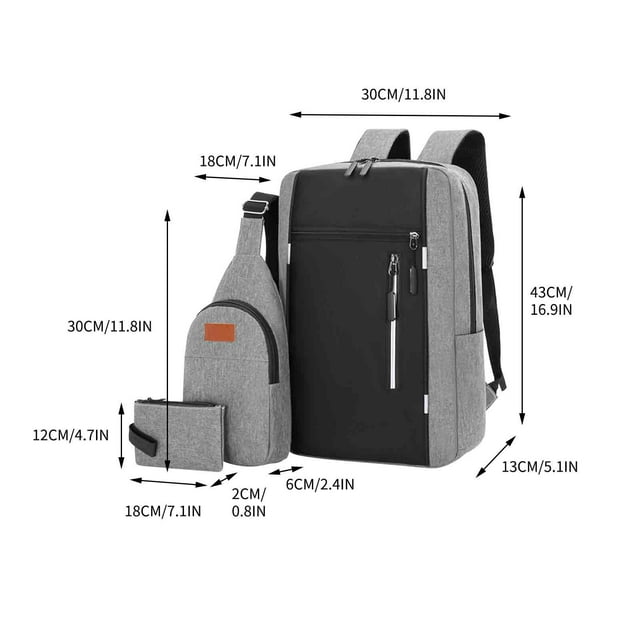 Lksixu Backpack Three Piece Set. Large Capacity USB Student Backpack. Suitable For School And Outdoor Travel.Computer Bag For Men And Women With Large Capacity Storage Bins Organizers and Storage