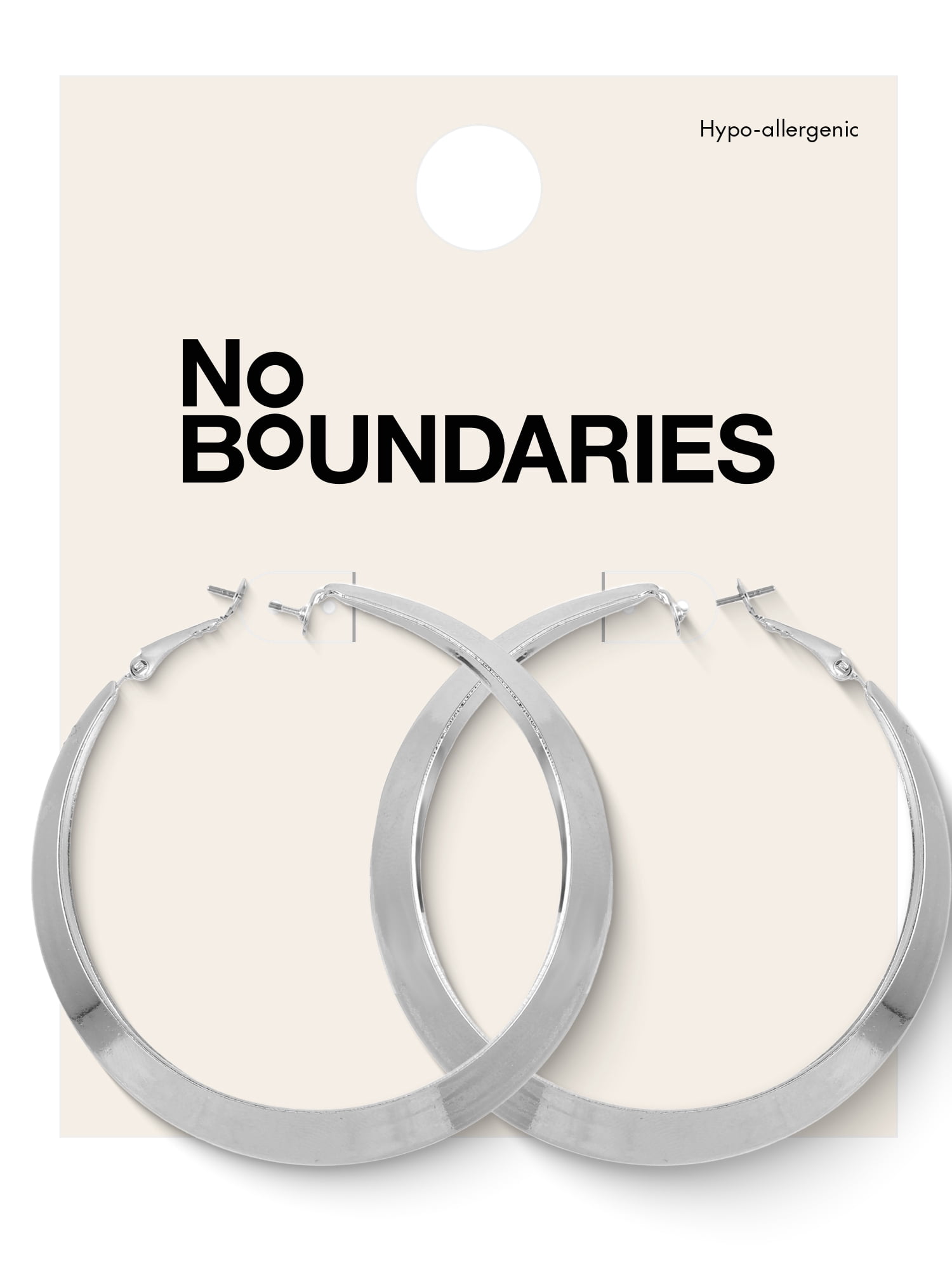 No Boundaries Classic Hoop Earrings, Silver Tone