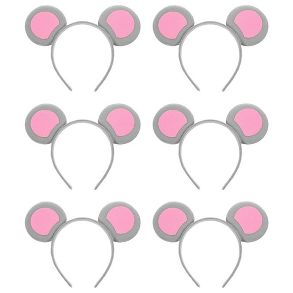 Raindrops 6Pcs Grey Mouse Ears Headband for Women and Girls with Cute Design for Stage Performance