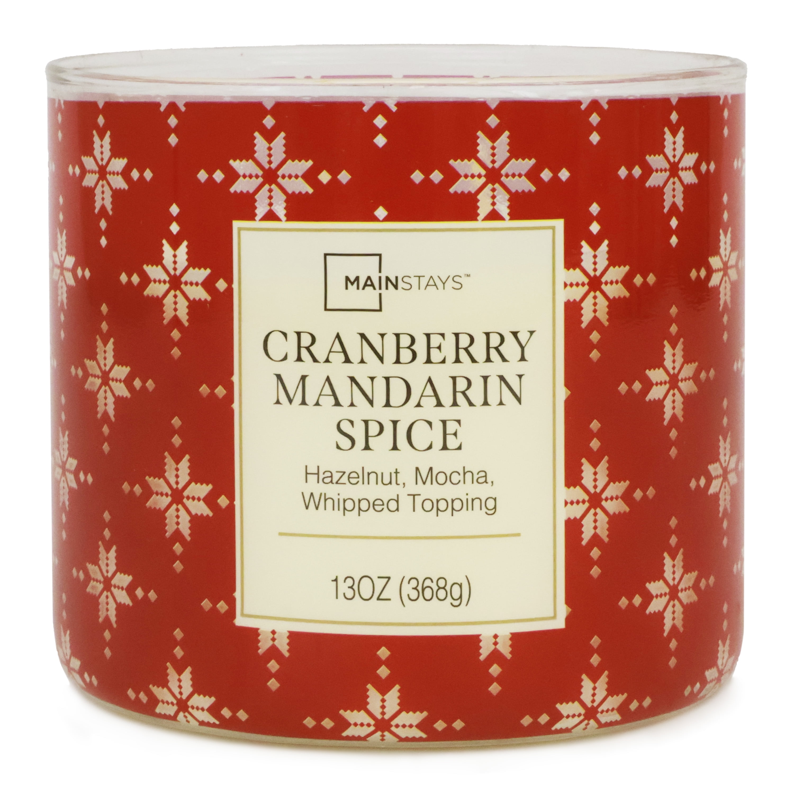Mainstays 3-wick Cranberry Mandarin Spice Snowflake Candle, 13-Ounce