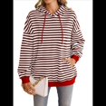 thumbnail image 3 of Sudadera con Capucha A Rayas para Mujer, Estilo Adolescente, para Otoño. Color Café S, 3 of 10