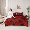 thumbnail image 4 of Erosebridal Cartoon Loves Pattern 7pcs Bedding Comforter Set,Red Black Heart Print Queen Bedding Sets For Men Women,Reversible, 4 of 7