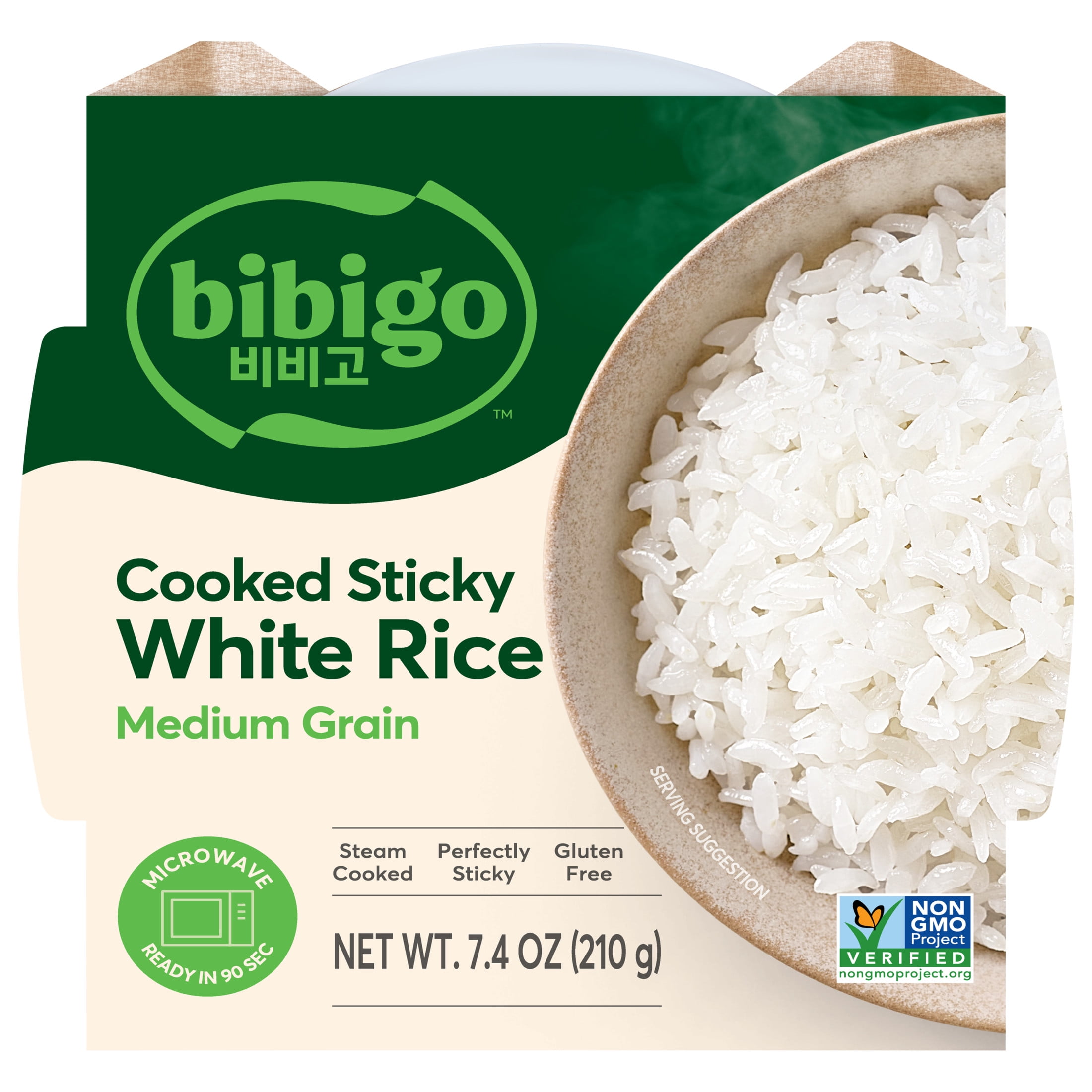 (3 pack) Bibigo Cooked Sticky White Rice, 7.41 oz